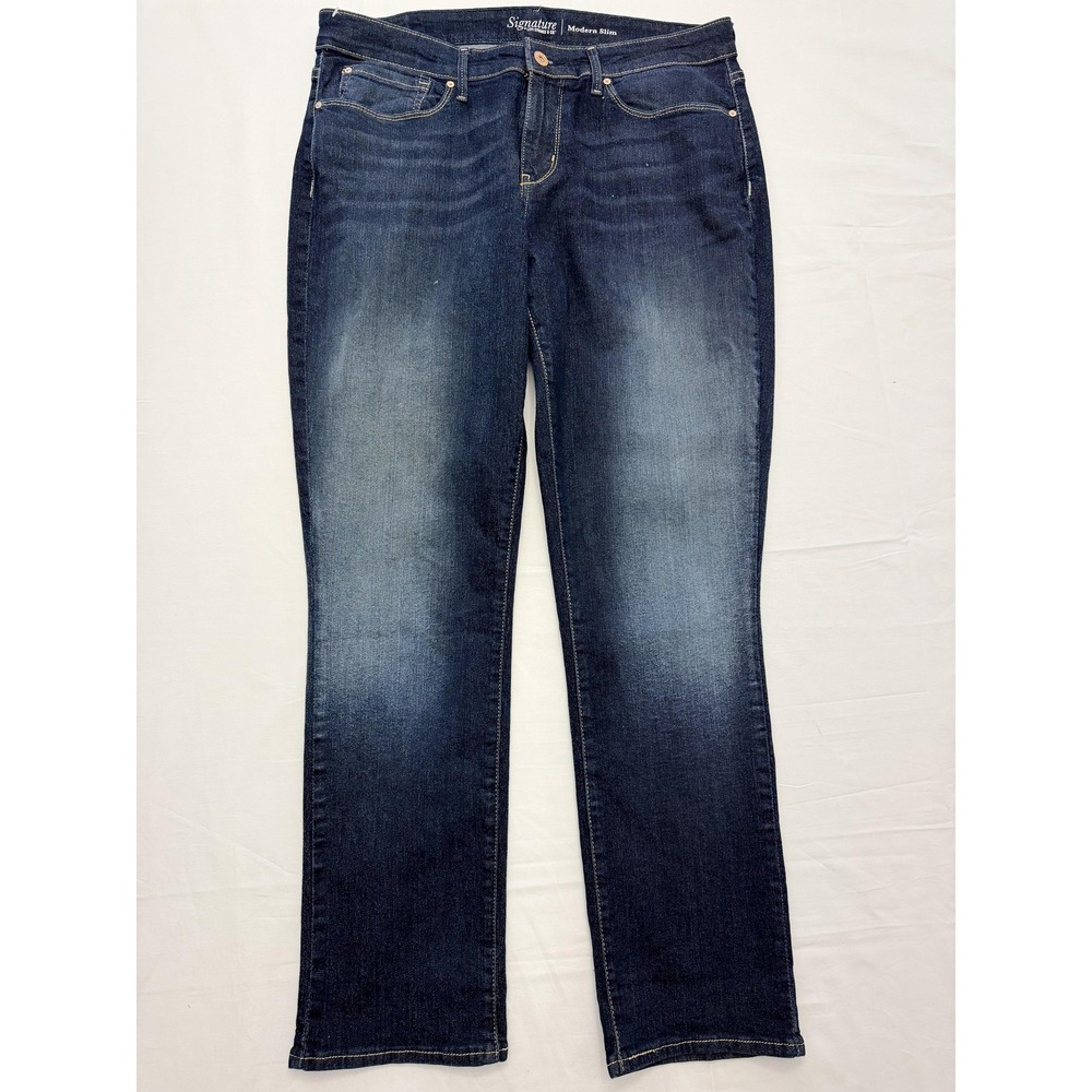 Signature By Levi Strauss Jeans‎ Mens 33x32 Blue Dark Wash Slim Straight Denim